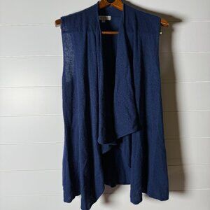 Kinross Cashmere Vest Blue Open Front 100% Cashmere Size Medium